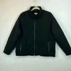 3 Dots Jacket Black Women’s XL Quilted Soft Fleece Fabric Relaxed Fit
